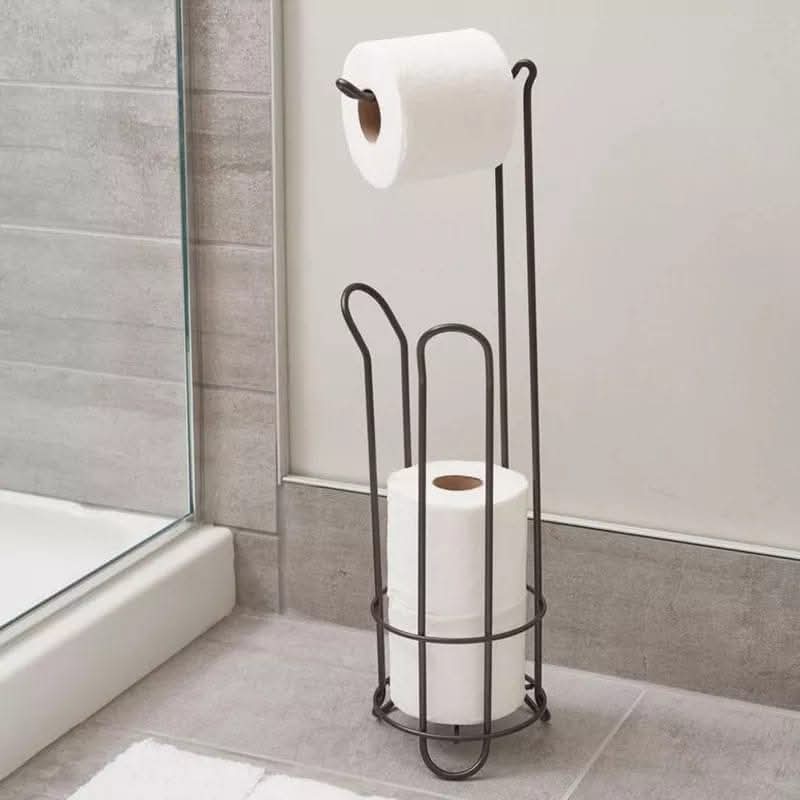 Stainless steel free standing metallic home/toilet tissue holder...size 61cmx18cmx41cmx3cm