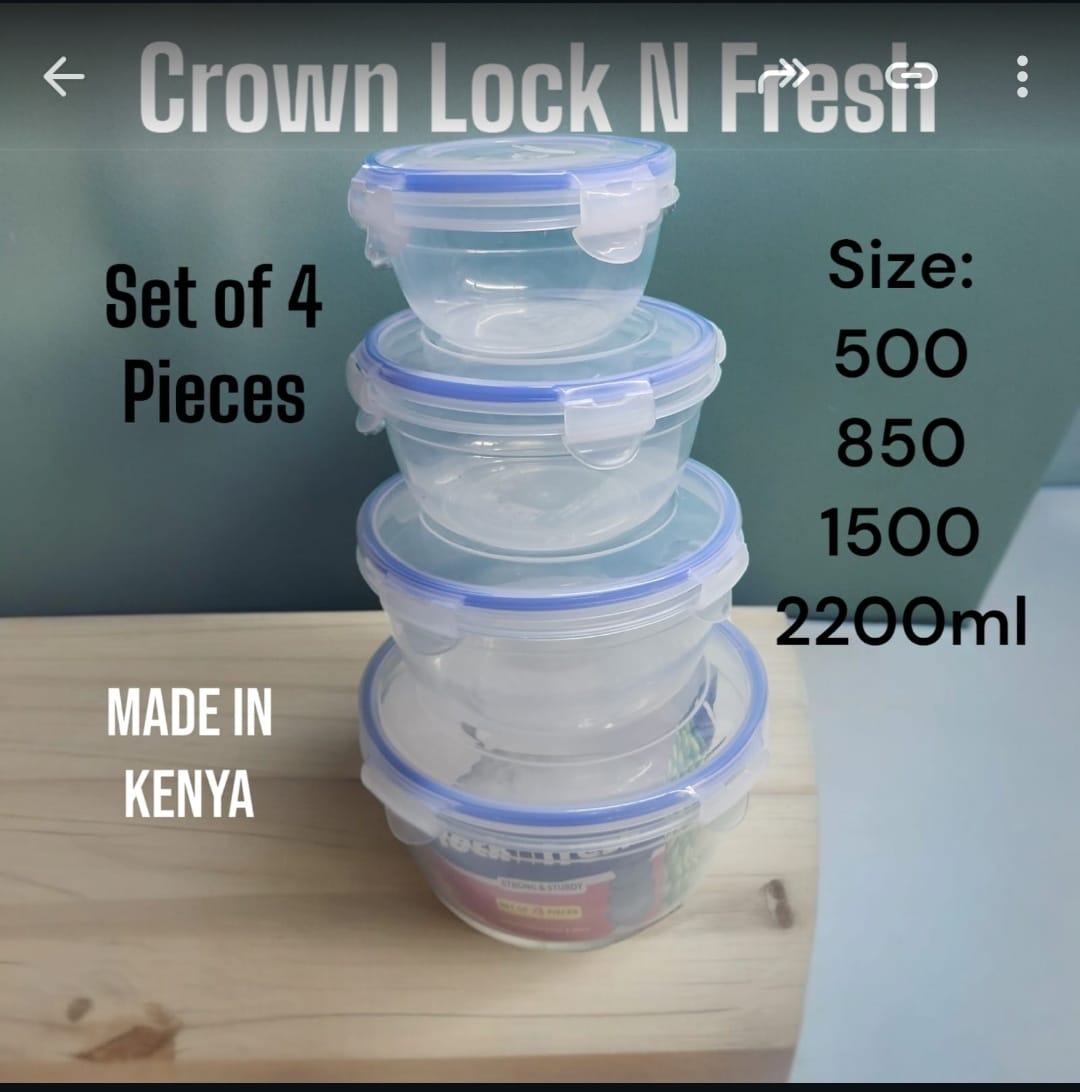 Se 4pcs Crown lock and Fresh kitchen fridge storage round  containers