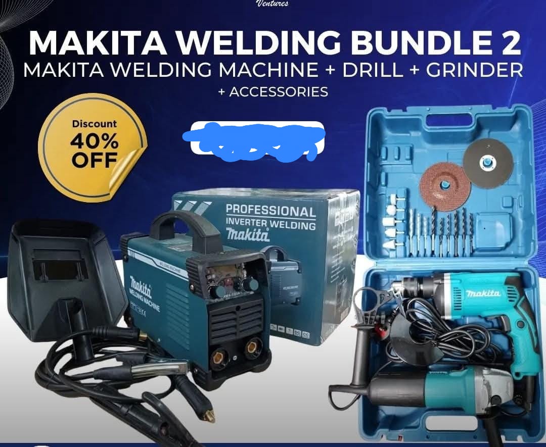 MAKITA 3 IN 1 SET  MAKITA WELDING MMA-500AMPS , GRINDER, DRILL, AND ACCESSORIES  COMBO SET
