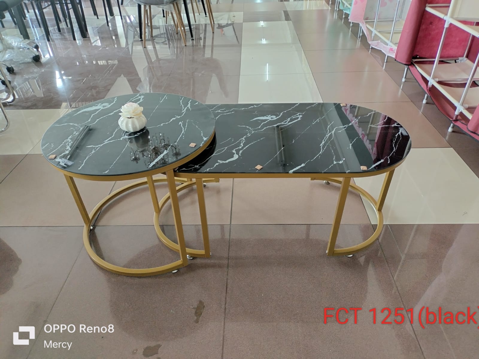 2Pcs Nesting Nordic Luxury Coffee Table Marble Effect - Stackable, compact size, space-saving and lightweight design, Easily move from one place to another .