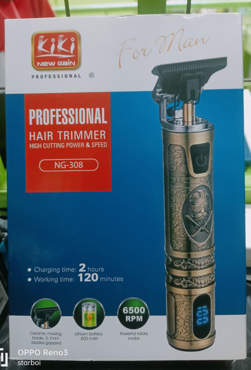 KIKI (NG-308) MEN'S PROFESSIONAL HAIR TRIMMER (HIGH CUTTING POWER & SPEED) - Easy to use and easy to use & Clean, Precision design stainless steel, sharp V-shaped cutting angle.