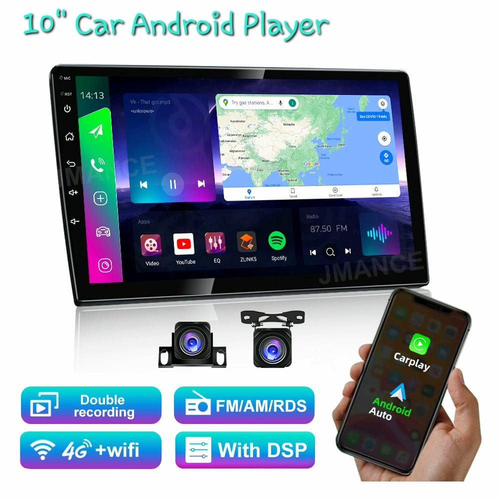 10 " CAR ANDROID PLAYER -Double recording , FM/AM/RDS, 4 G+ WIFI, With DS