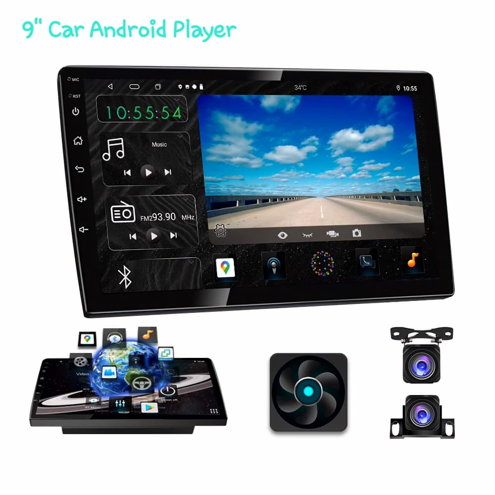 Android 9 Inch Car Radio - Car Radio, Android 11, Car radio Player, GPS Navigation.