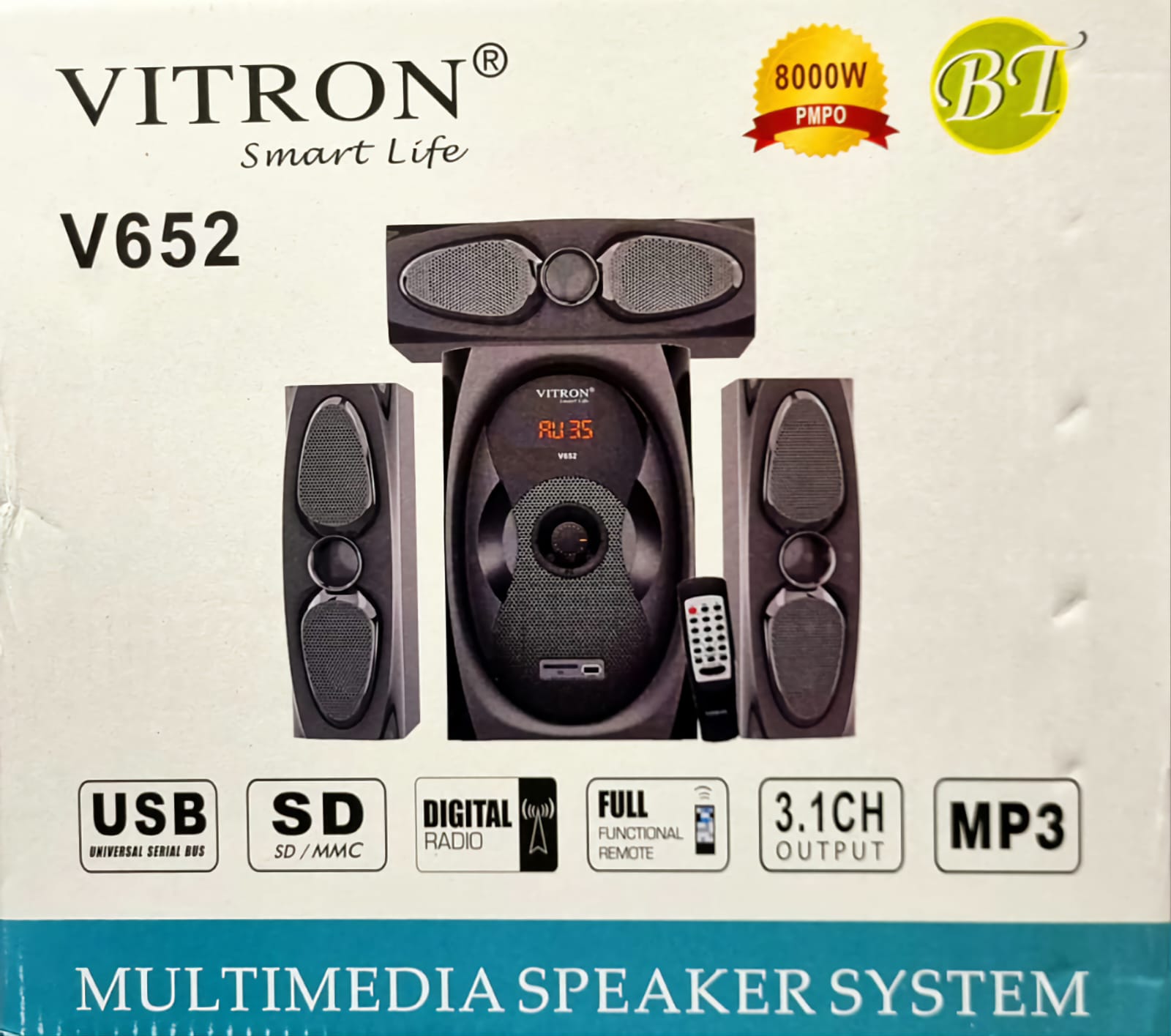 VITRON V652 MULTIMEDIA SPEAKER SYSTEM - Clear 360° stereo sound with deep bass,  Extra wired subwoofer pumping out ground-shaking bass for immersive home theatre experience at home.