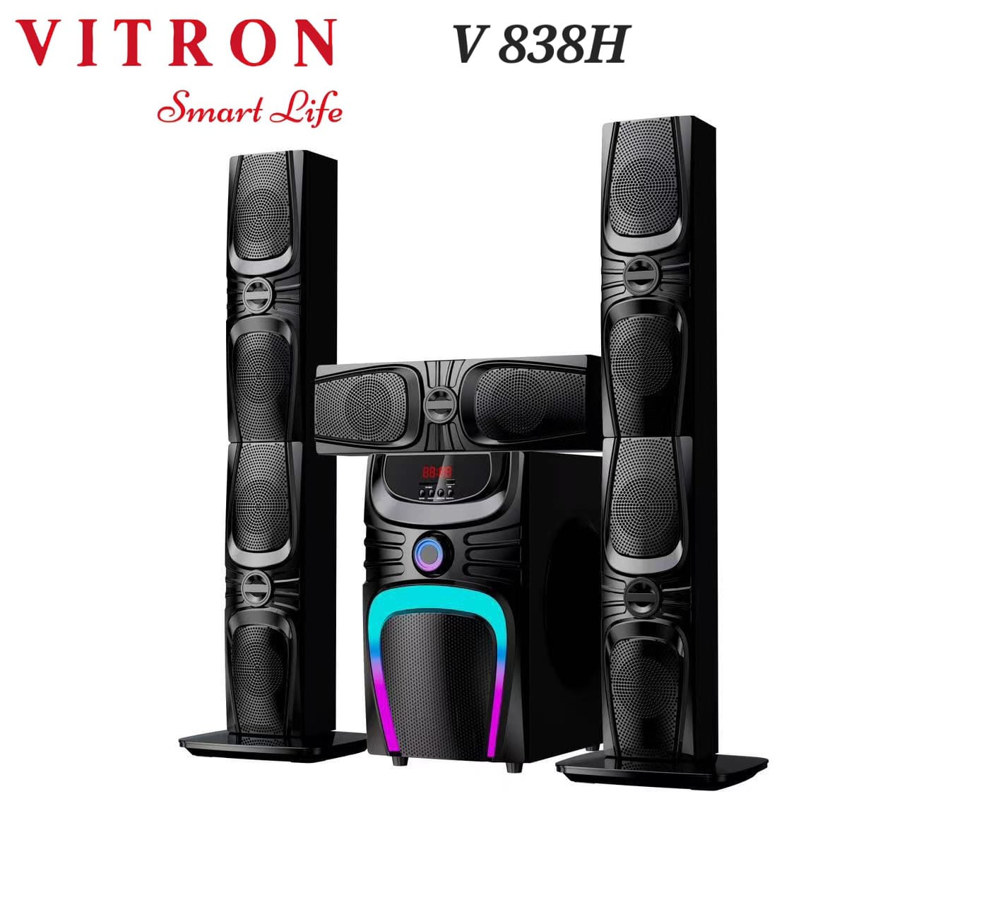 Vitron V838H 3.1 Inch Bluetooth Speaker System - clear 360° stereo sound with deep bass, Extra wired subwoofer pumping out ground-shaking bass for immersive home theatre experience at home.