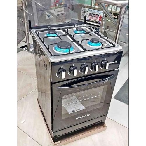 Volsmart 50*55 Full Gas JET Standing Cooker - 4 Gas Burners, Electric Oven with Lamp, Auto Ignition, Oven with thermostat, Turnspit(Chicken Rotisserie).