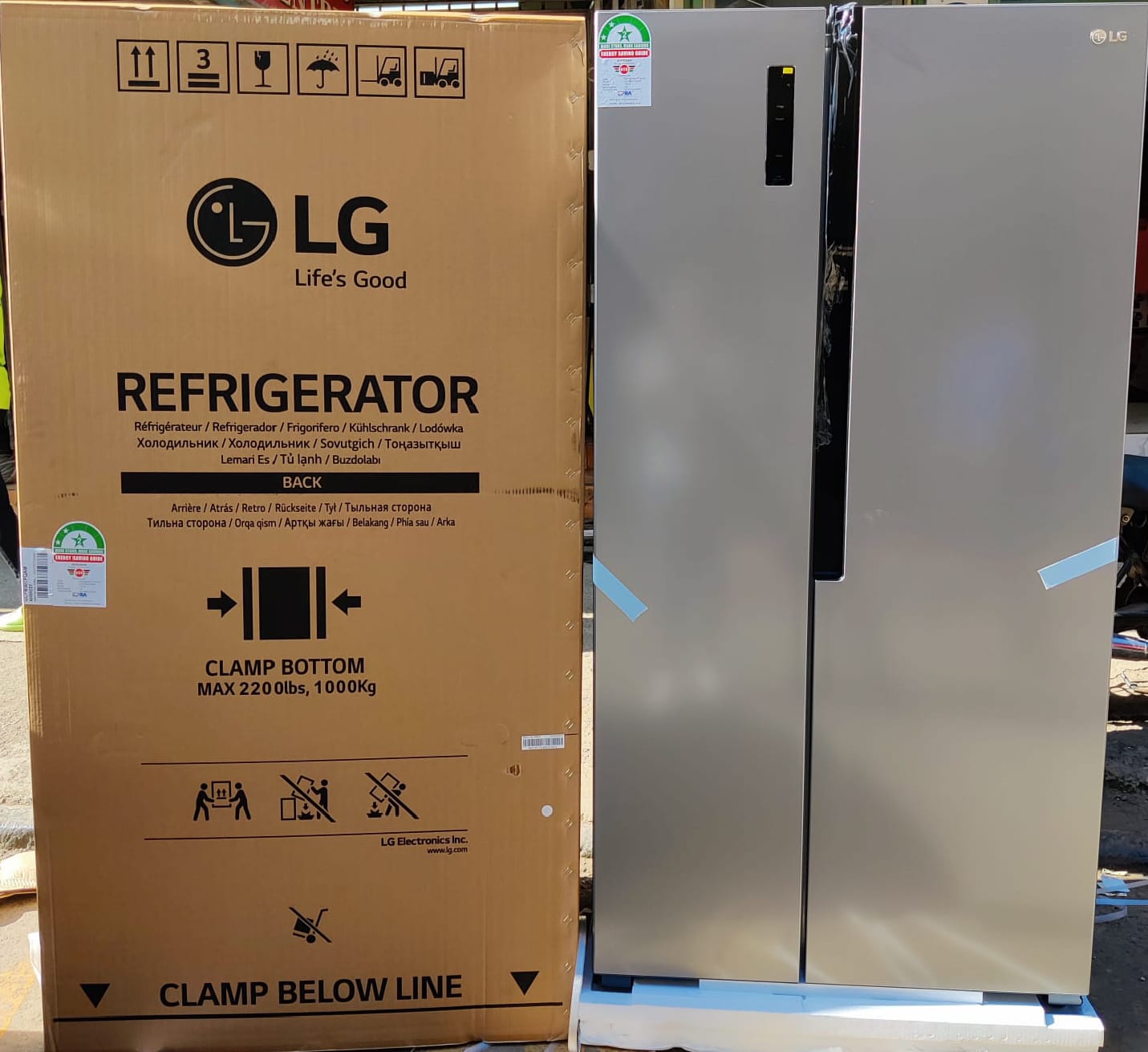 519 L LG FRIDGE. LG SIDE BY SIDE FRIDGE 519 LITRES NO FROST REFRIGERATOR - Prevents ice build-up, ensuring efficient cooling and reducing maintenance, Multi Air Flow: Ensures even cooling throughout.
