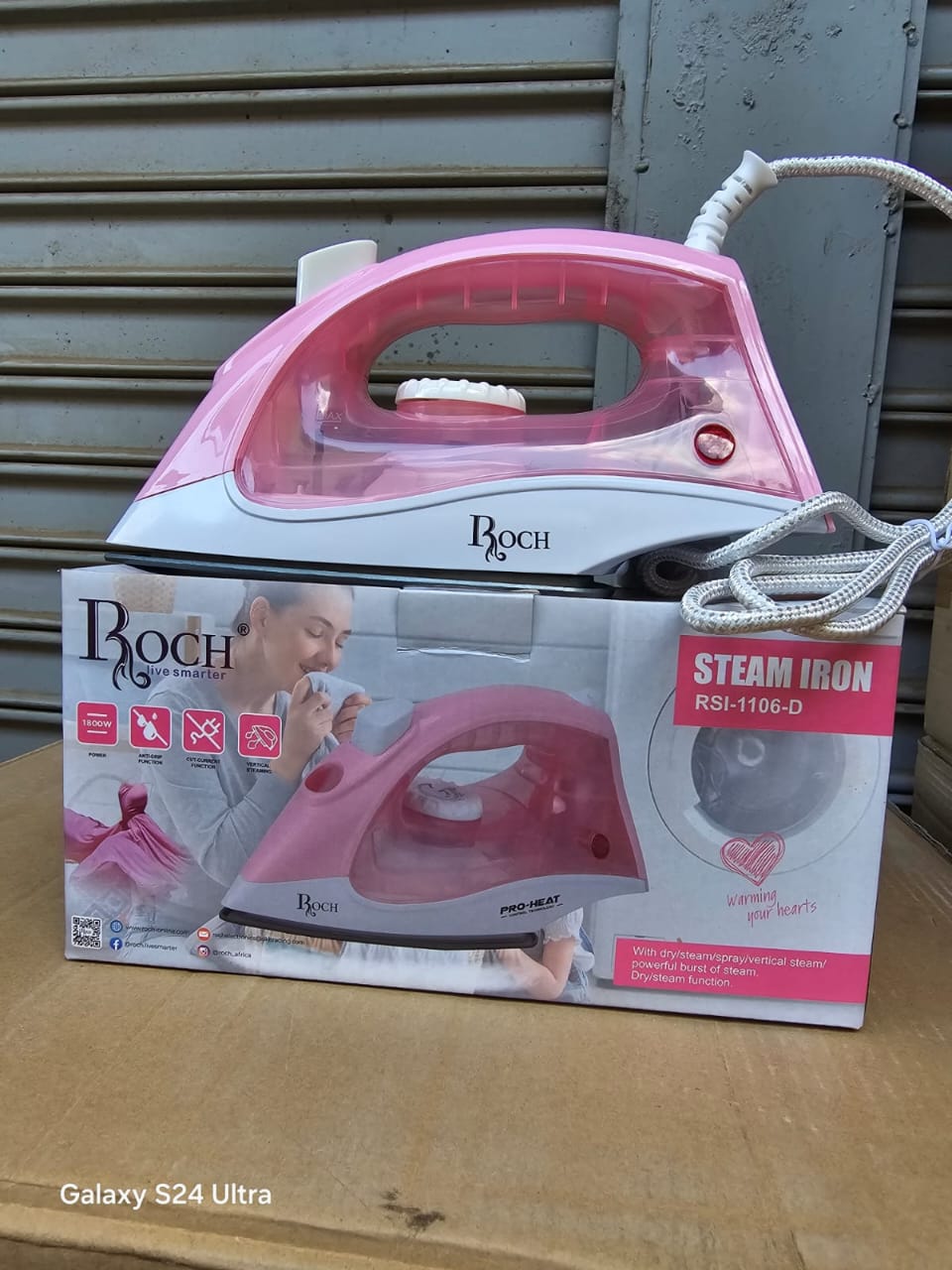 Roch Steam Iron Box - Fast-heating element for quick and efficient ironing, Non-stick for smooth gliding and fabric protection.