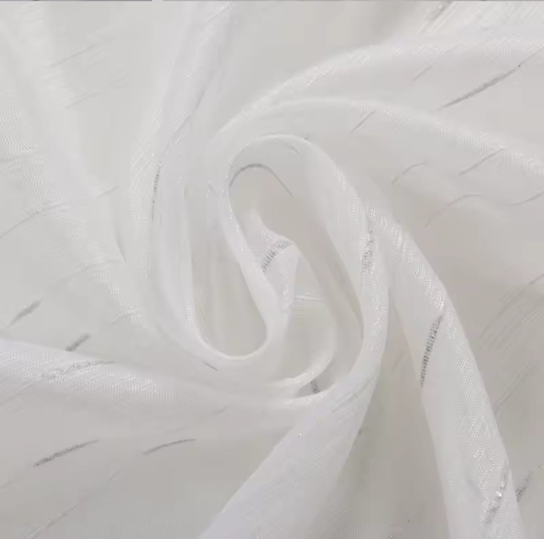LIMITED OFFER! New arrival quality heavy sheer curtain,white with gold or silver lines