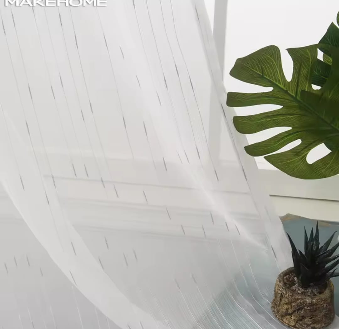 LIMITED OFFER! New arrival quality heavy sheer curtain,white with gold or silver lines