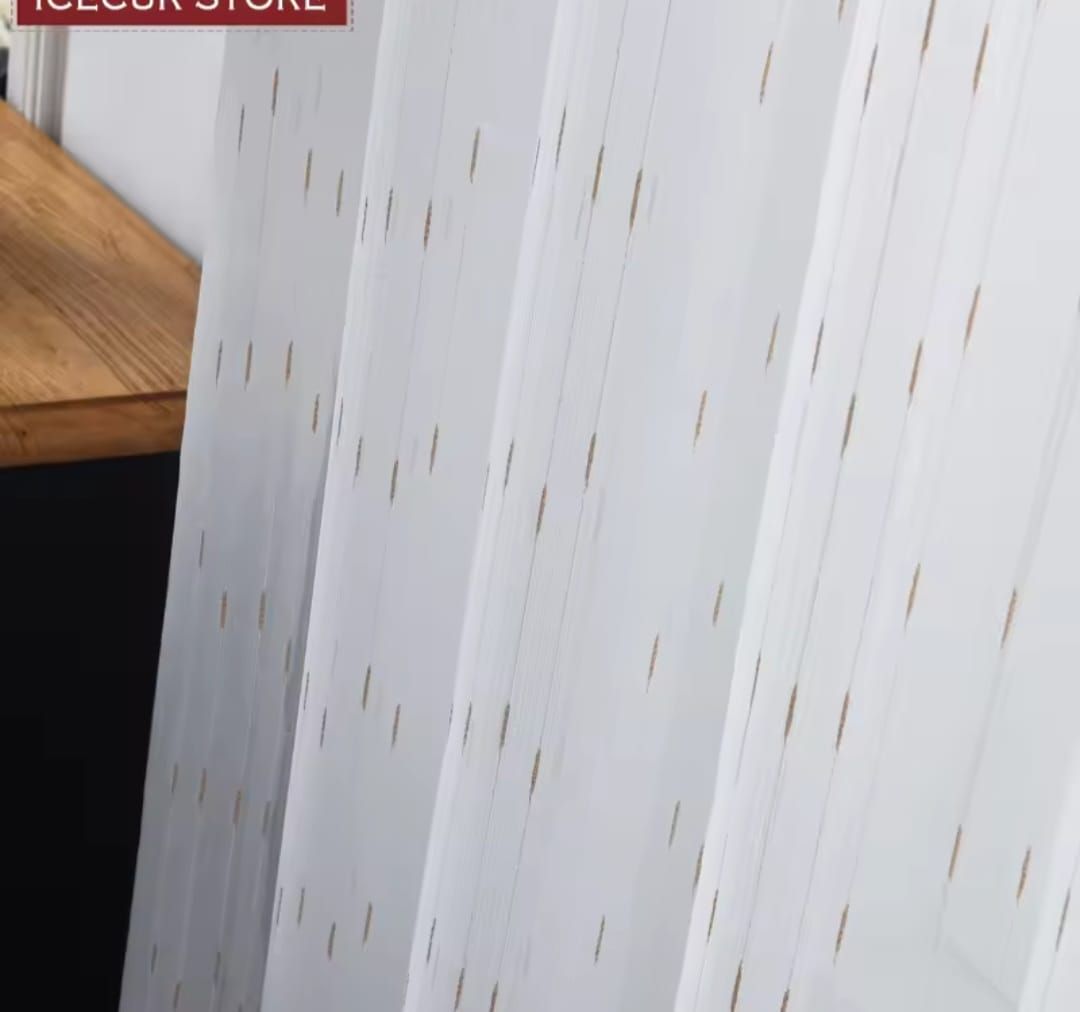 LIMITED OFFER! New arrival quality heavy sheer curtain,white with gold or silver lines