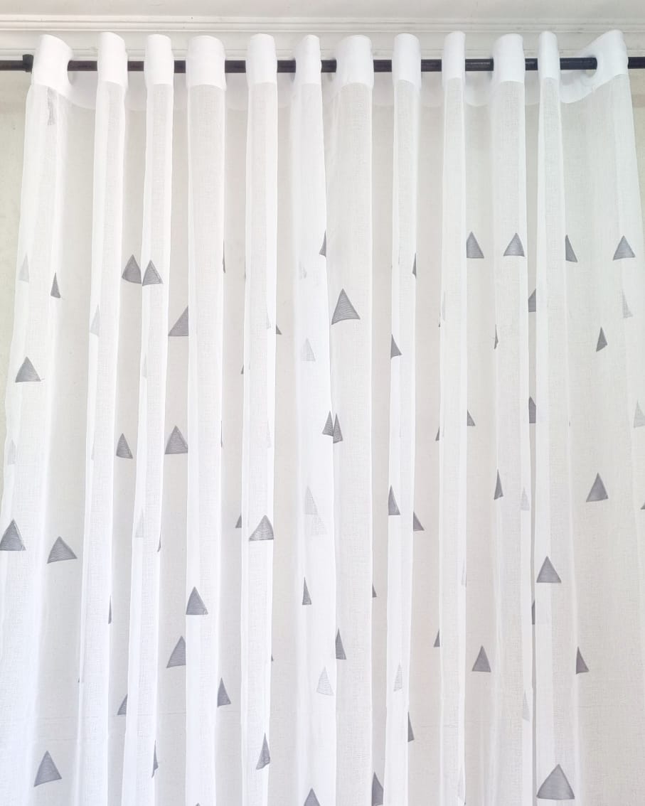 Limited edition! Elegant heavy white and grey sheer curtains