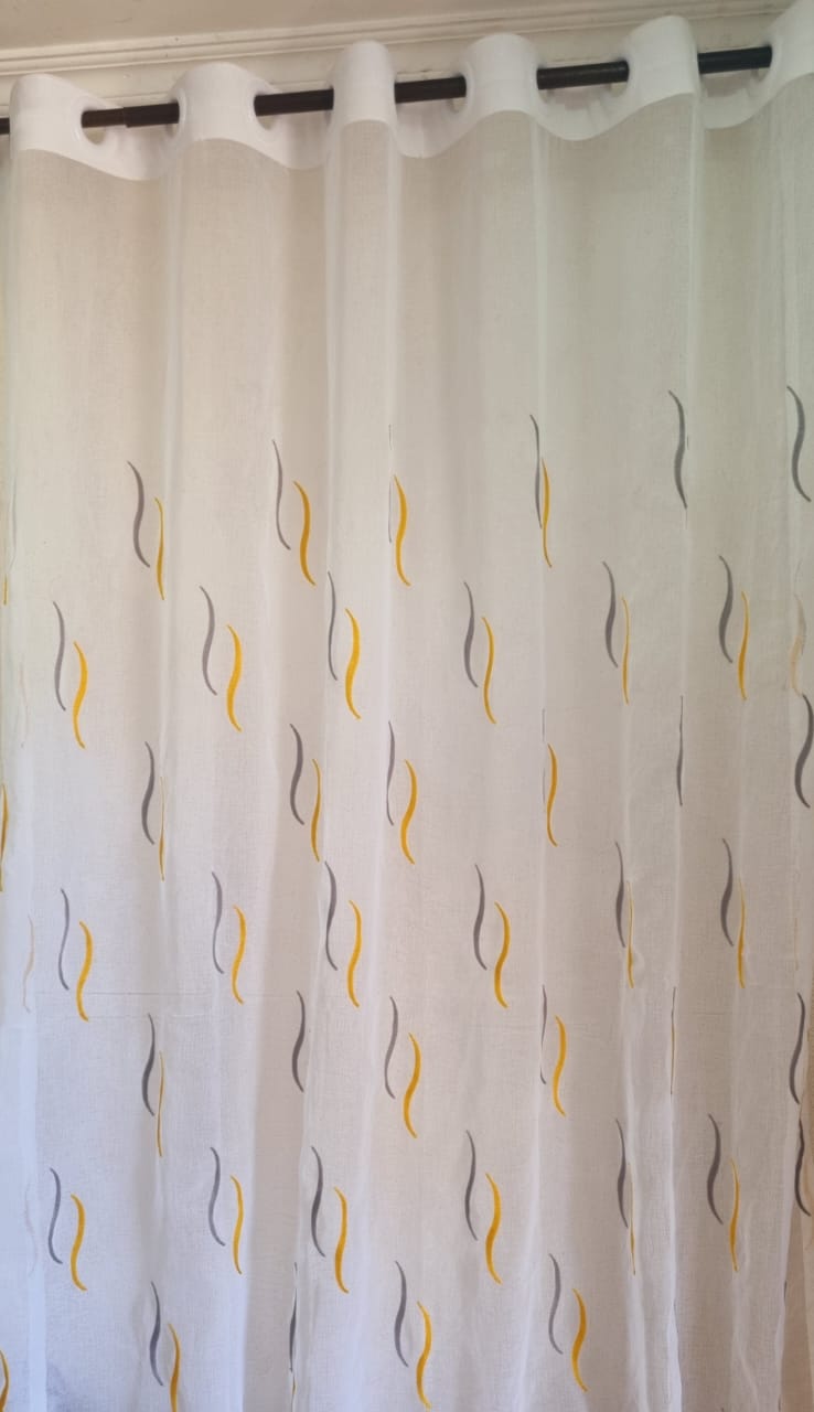 Limited edition! Elegant heavy white and grey sheer curtains