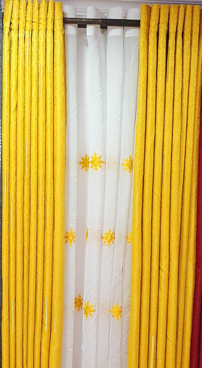 Heavy mustard curtain with matching sheer 3mtrs curtain sheer [optional] 2mtrs