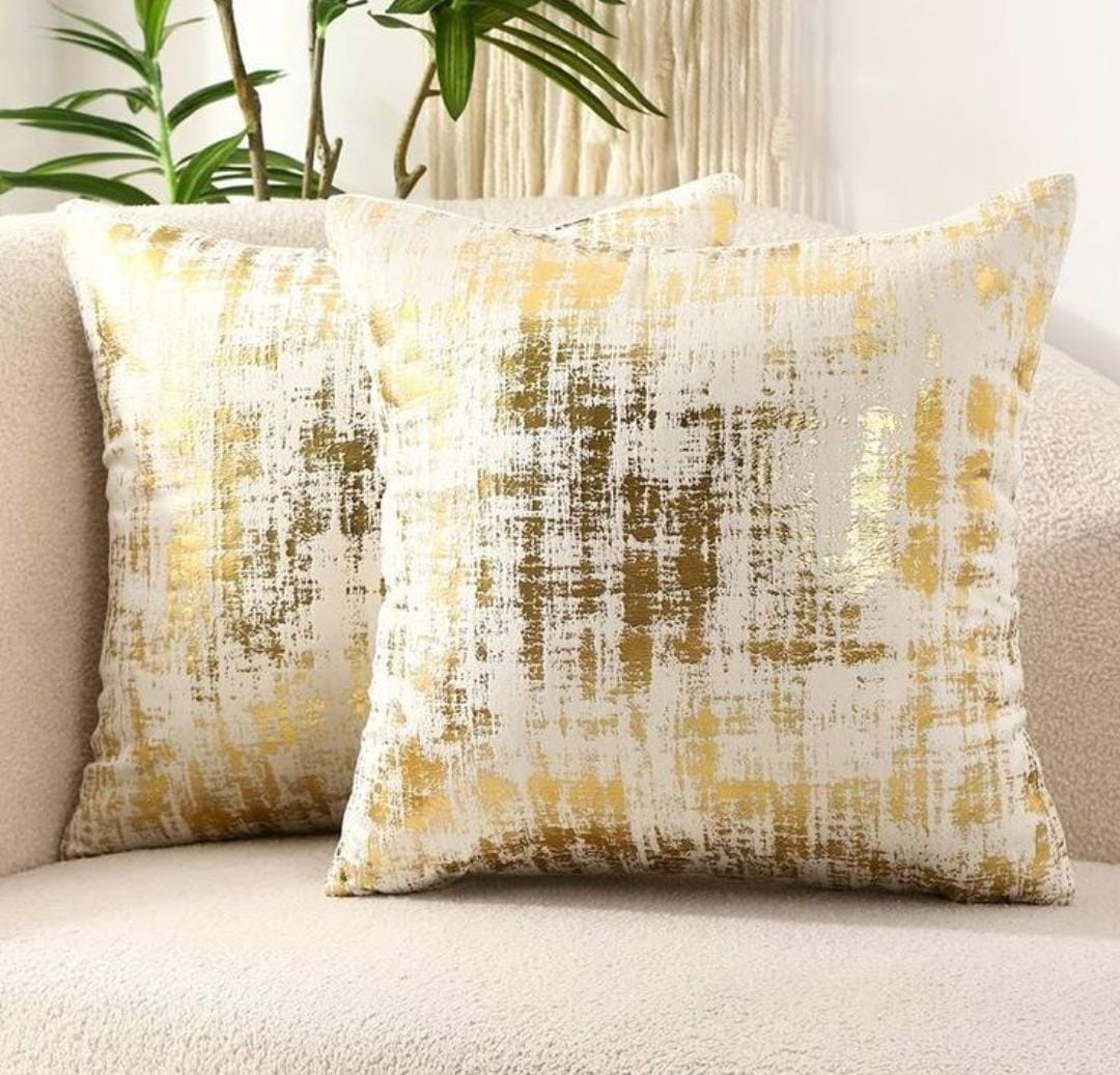 Luxury Gold Foil Throw Pillow Covers 2pcs– Modern Abstract Marble Cushion Covers for Sofa, Bed & Living Room (Set of 2) available in different colors