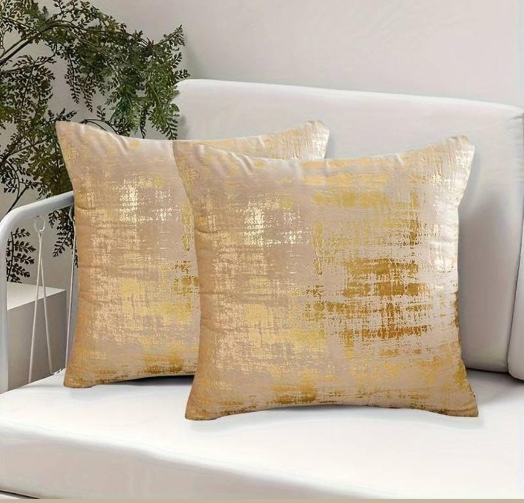 Luxury Gold Foil Throw Pillow Covers 2pcs– Modern Abstract Marble Cushion Covers for Sofa, Bed & Living Room (Set of 2) available in different colors