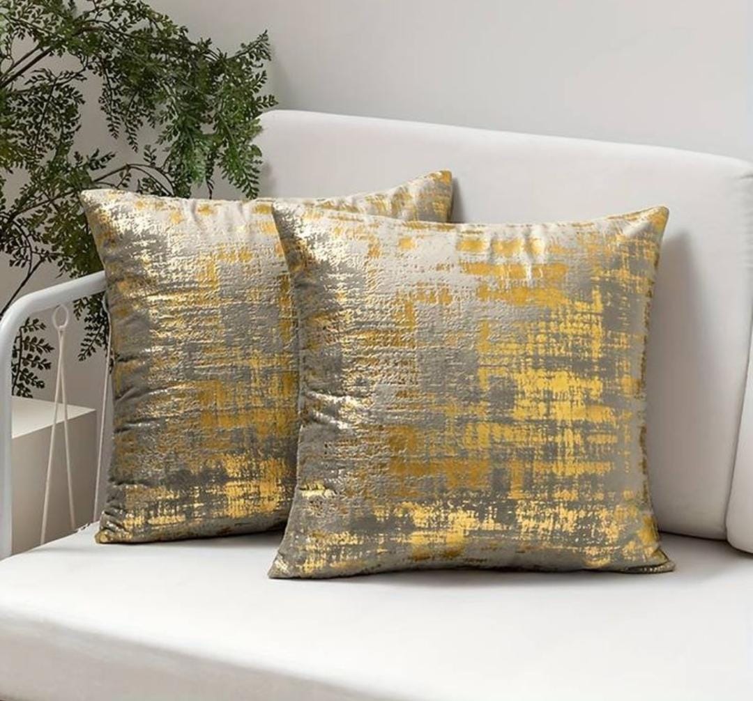 Luxury Gold Foil Throw Pillow Covers 2pcs– Modern Abstract Marble Cushion Covers for Sofa, Bed & Living Room (Set of 2) available in different colors