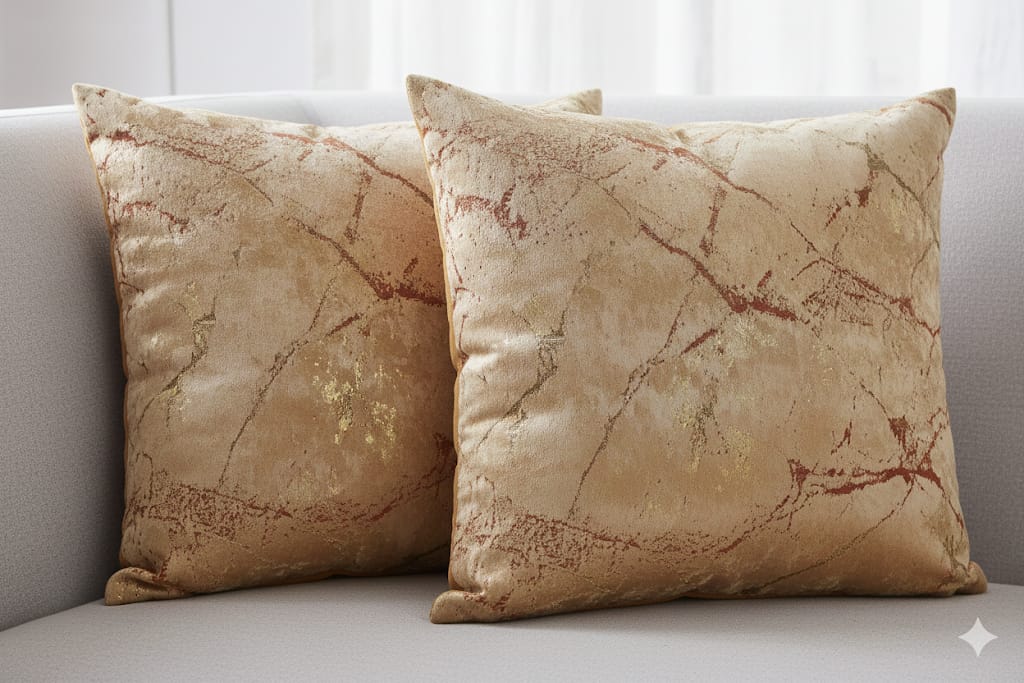 Luxury Gold Foil Throw Pillow Covers 2pcs– Modern Abstract Marble Cushion Covers for Sofa, Bed & Living Room (Set of 2) available in different colors
