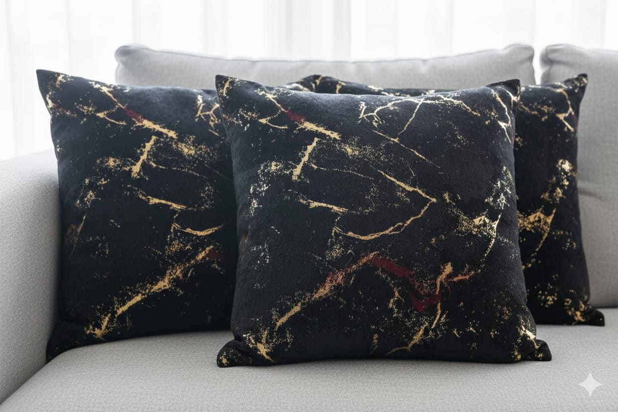 Luxury Gold Foil Throw Pillow Covers 2pcs– Modern Abstract Marble Cushion Covers for Sofa, Bed & Living Room (Set of 2) available in different colors