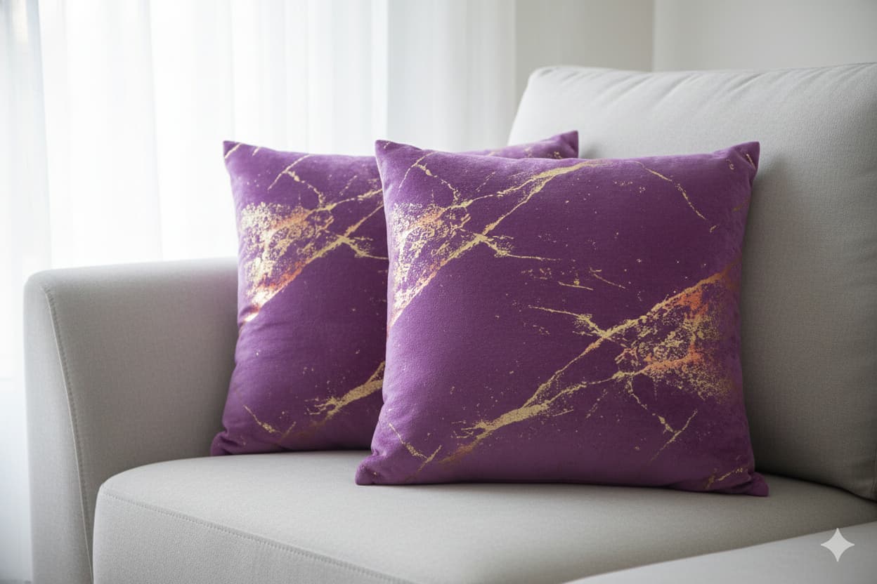 Luxury Gold Foil Throw Pillow Covers 2pcs– Modern Abstract Marble Cushion Covers for Sofa, Bed & Living Room (Set of 2) available in different colors