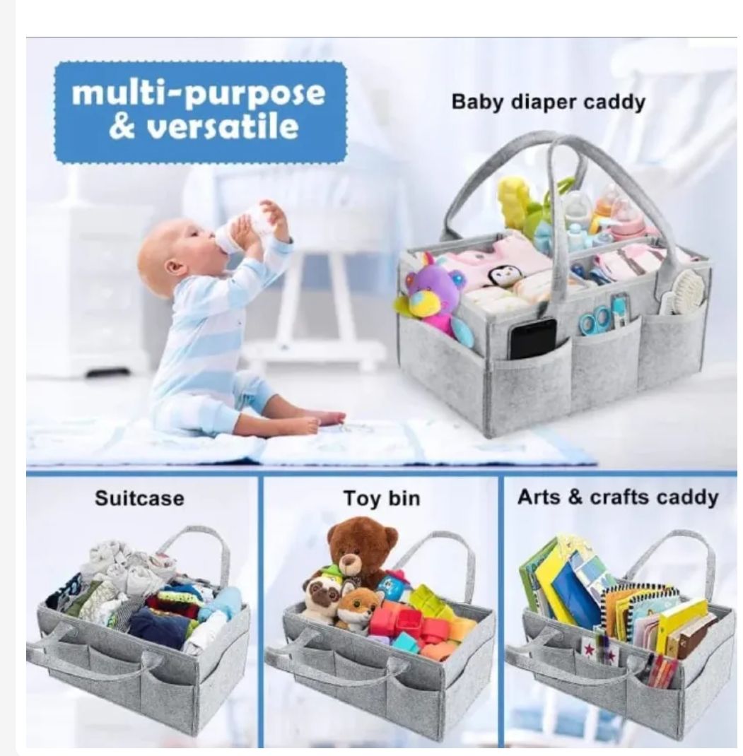 Baby Diaper Caddy Organizer Portable Holder Bag for Changing Table and Car, Nursery Essentials Storage Bins