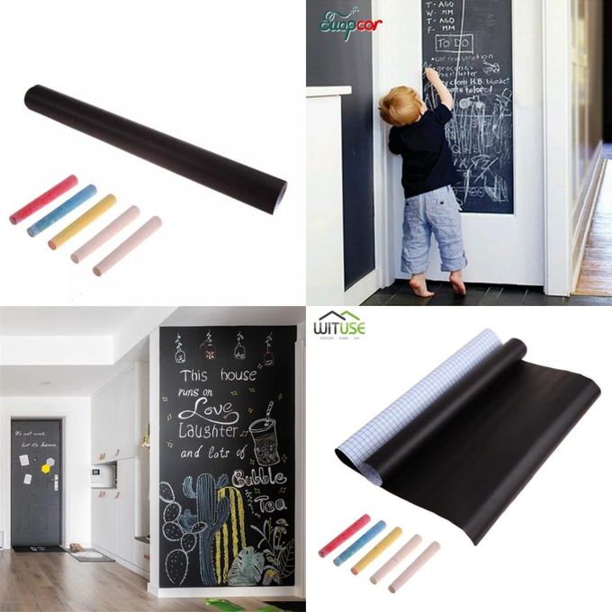 Removable Self Adhensive 60cm*200cm Chalkboard Wall Sticker Gift for Kids Blackboard + 5 Chalks