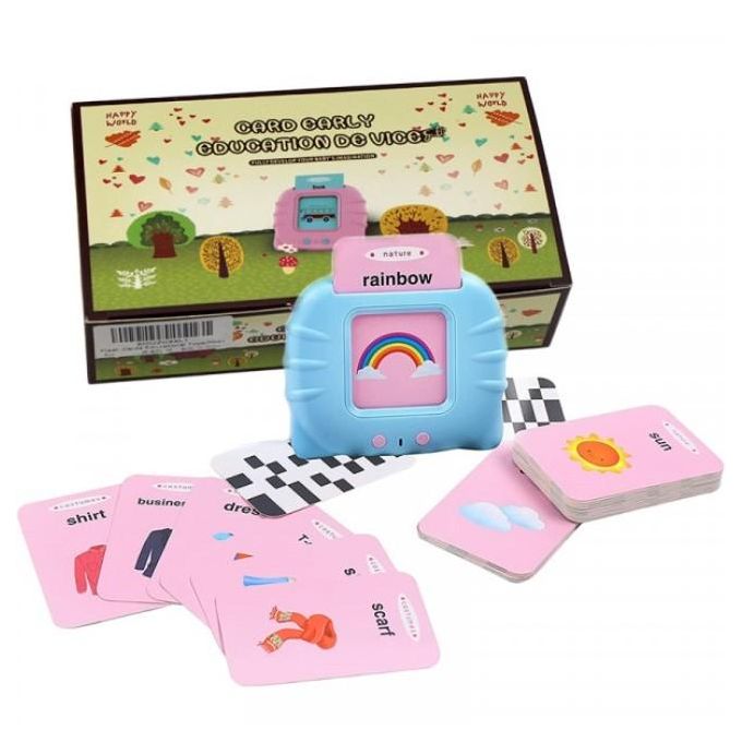 Educational Toddler Toy Flashcards Device,WONFAST 112PCS Double-Sided Illustrations Words Audible Preschool Learning Flash Cards Reader for Kids Boys Girls Birthday Christmas Children Gifts