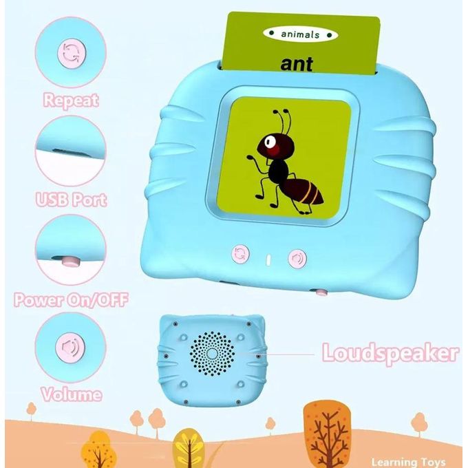 Educational Toddler Toy Flashcards Device,WONFAST 112PCS Double-Sided Illustrations Words Audible Preschool Learning Flash Cards Reader for Kids Boys Girls Birthday Christmas Children Gifts
