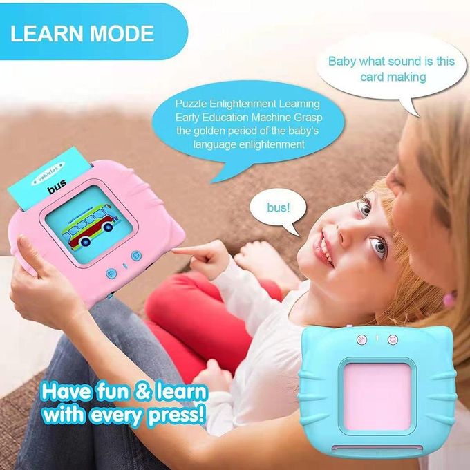 Educational Toddler Toy Flashcards Device,WONFAST 112PCS Double-Sided Illustrations Words Audible Preschool Learning Flash Cards Reader for Kids Boys Girls Birthday Christmas Children Gifts