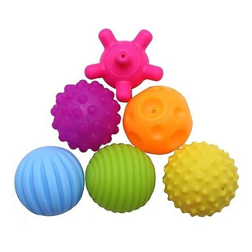 6pcs Colorful & Bright Child Touch Hand Ball Toy Infant Sensory Balls Massage Soft Ball, 6-12 Months Baby Learning Grasping Soft Sensory Toys For Kids Gift