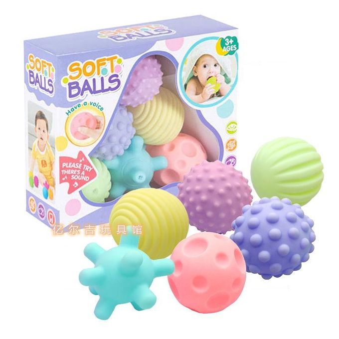 6pcs Colorful & Bright Child Touch Hand Ball Toy Infant Sensory Balls Massage Soft Ball, 6-12 Months Baby Learning Grasping Soft Sensory Toys For Kids Gift