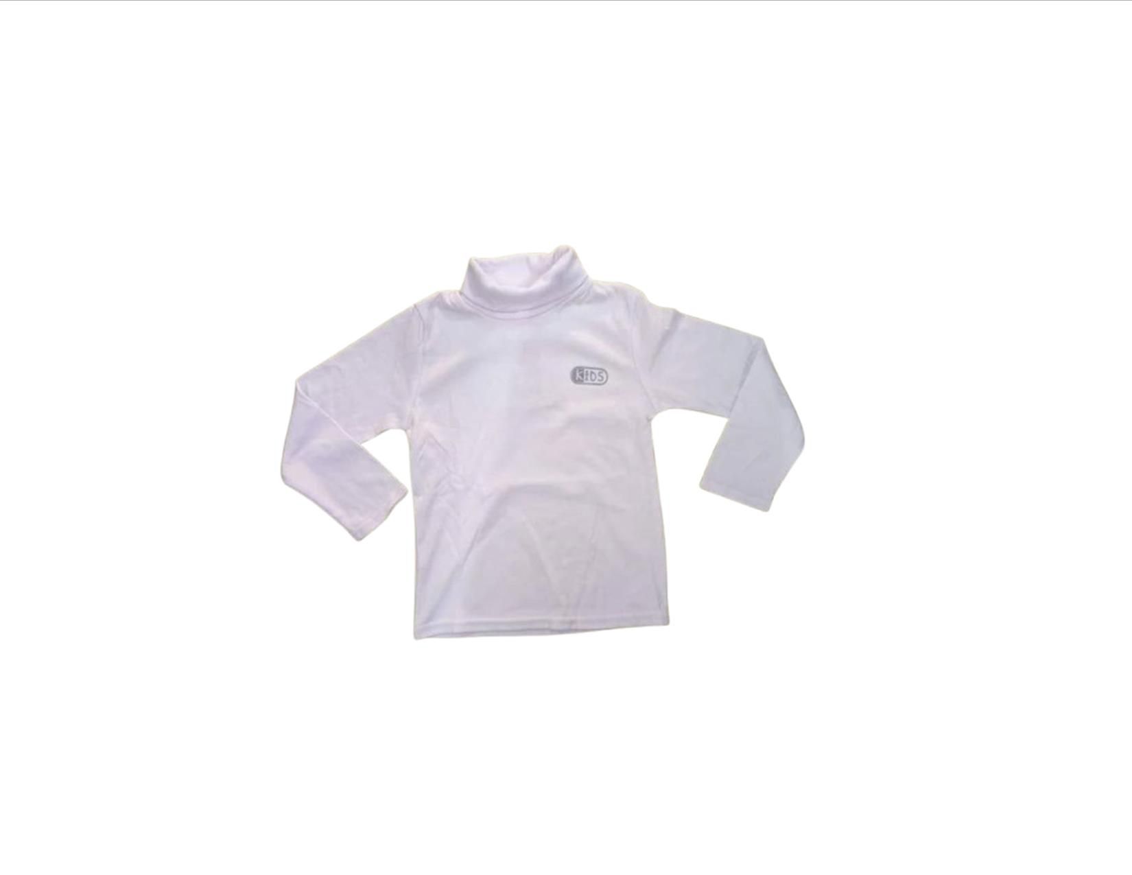 Kids T-shirt White Pull-neck Tshirt Long sleeved for 6months to 10years old Unisex Casual wear