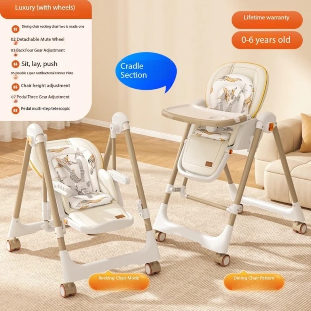 Foldable Feeding Chair with Swinging and Reclining Option suitable for 6 months to 6 years