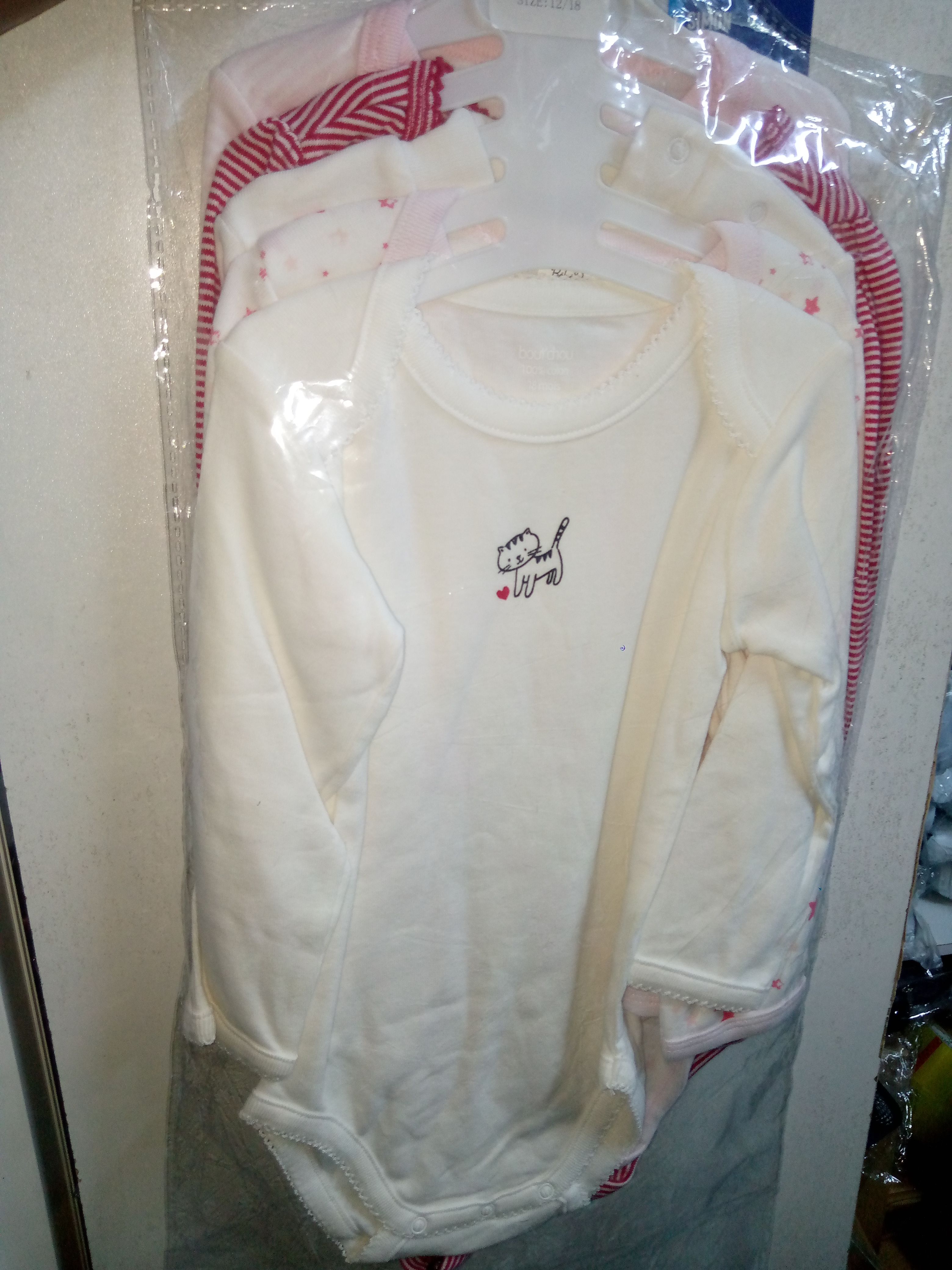 5PCs Cotton Baby Onesies/Bodysuits Assorted Cartoon Theme and Decorations Mixed Color LONG SLEEVE