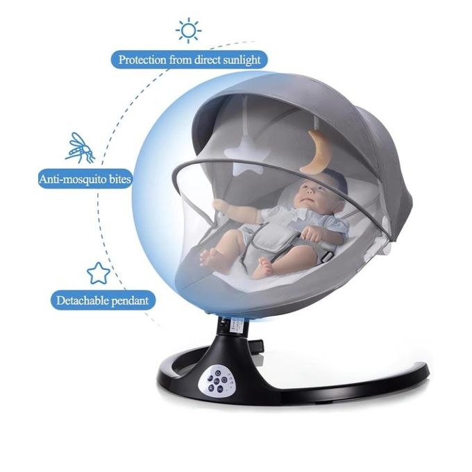 Electric Swing with Feeding Tray Suitable for Newborn to 3yrs Remote Controlled