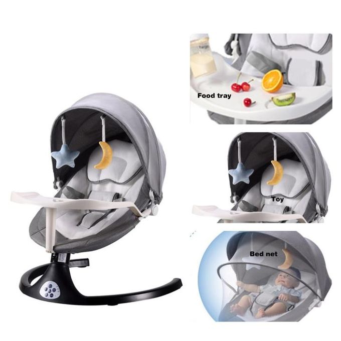 Electric Swing with Feeding Tray Suitable for Newborn to 3yrs Remote Controlled