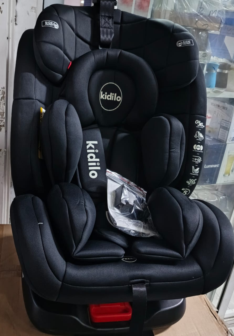 KIDILO ISOFIX 360 ROTATION car seat with fully  Reclining position adjustable headset very spacious  suitable for newborn T to 12yrs