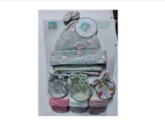 3 Baby Hats, 3 Mittens and 3 Socks Set Suitable for Newborn to 6 Months Assorted Prints and Decorations