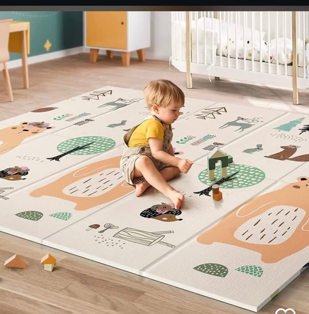 Foldable Waterproof Baby Play Mat/ Crawling Mat (ASSORTED EDUCATIONAL PRINTS, ANIMAL AND FRUIT DECORATIONS)