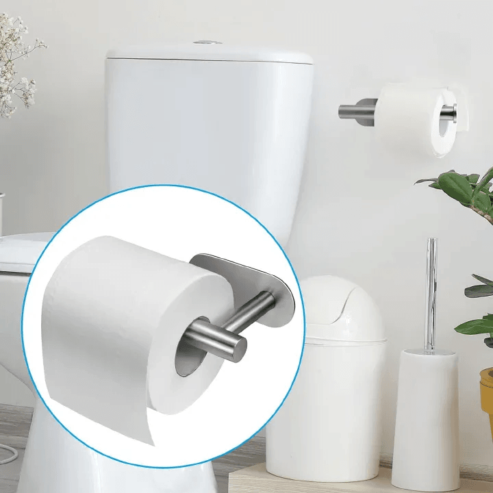 Toilet Paper Holders Self Adhesive Toilet Paper Towel Holder Stainless Steel Wall Mount Toilet Roll Holder No Punching Tissue Towel Roll Dispenser for Bathroom Kitchen Wall Hooks