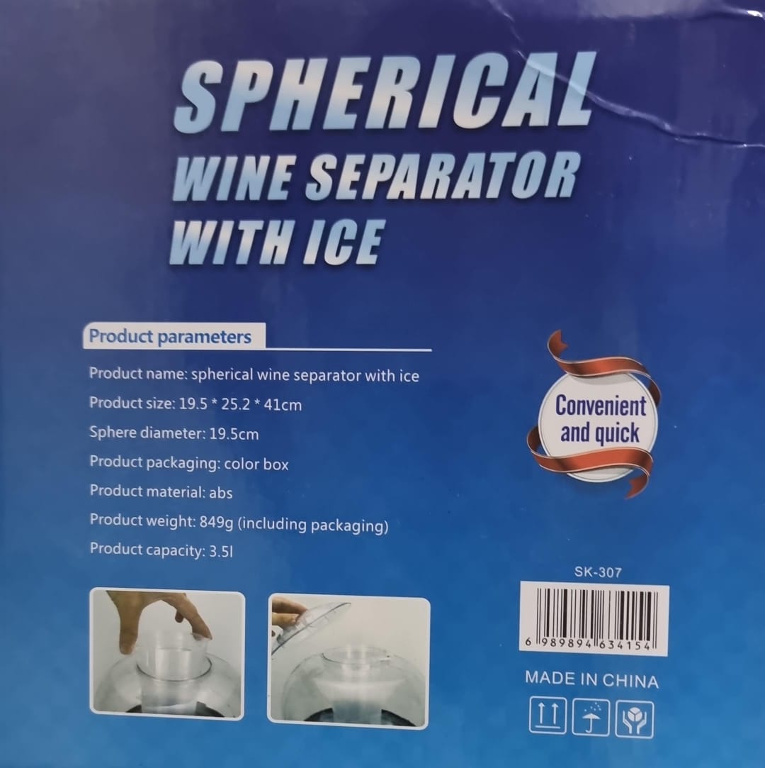 Classy Cooling Spherical wine juice or liquid dispenser with ice slot and separator