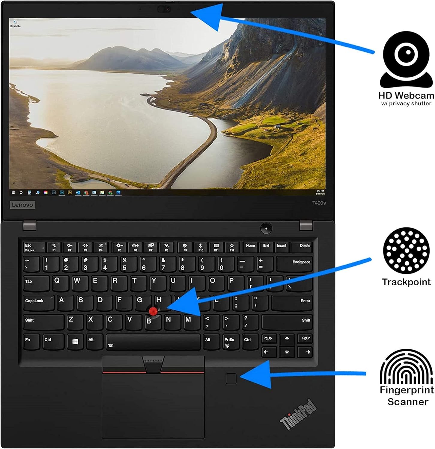 Lenovo ThinkPad T490s Laptop, Intel Core i7-8665U, 32GB RAM, 512GB SSD, Touchscreen Windows 11