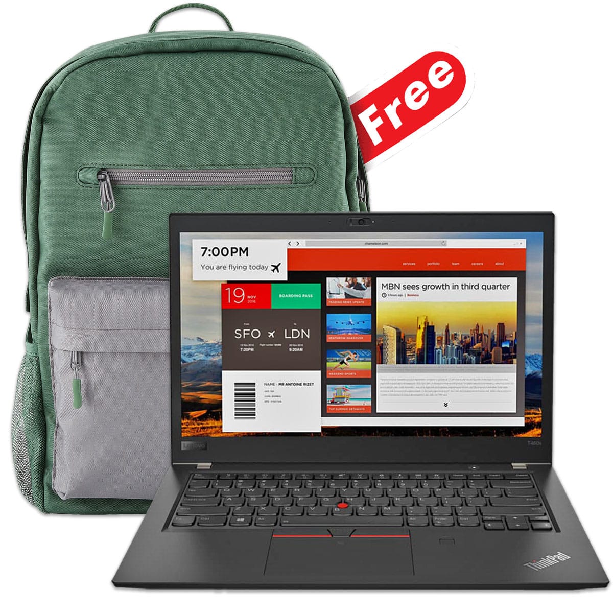 Lenovo ThinkPad T480s Intel Core i7 8th Gen 16GB RAM 256GB SSD 14 Inches FHD Touchscreen Windows 11 + free Bag