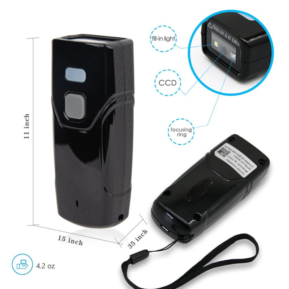 BRS-BT02 | Mini bluetooth wireless handheld barcode scanner | 1D 2D