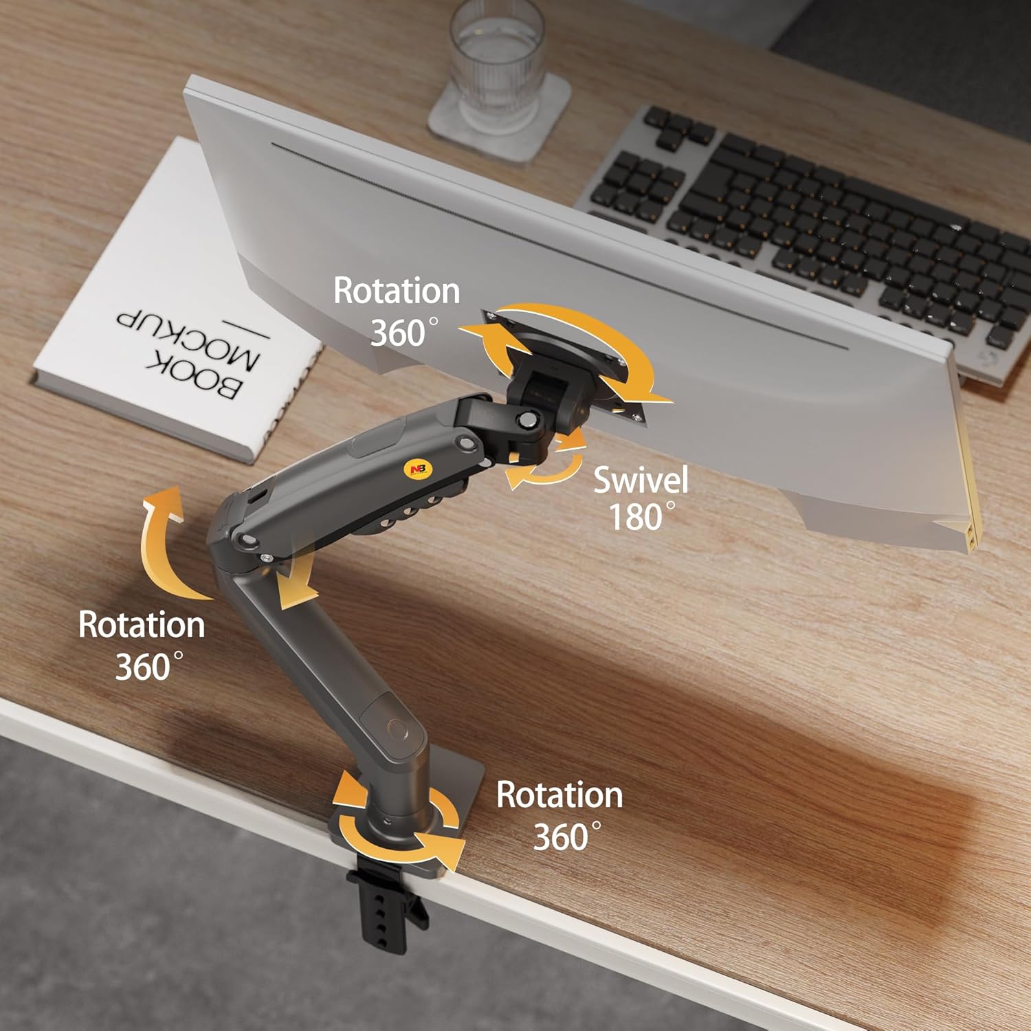 North Bayou NB-F80 Gas Spring Monitor Arm – 17" to 30" | Full Motion, VESA Compatible