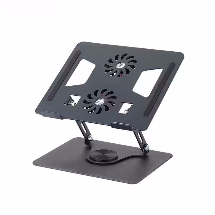 Laptop Stand – 360° Rotating Base, Adjustable Height  Cooling Stand With Dual Fans