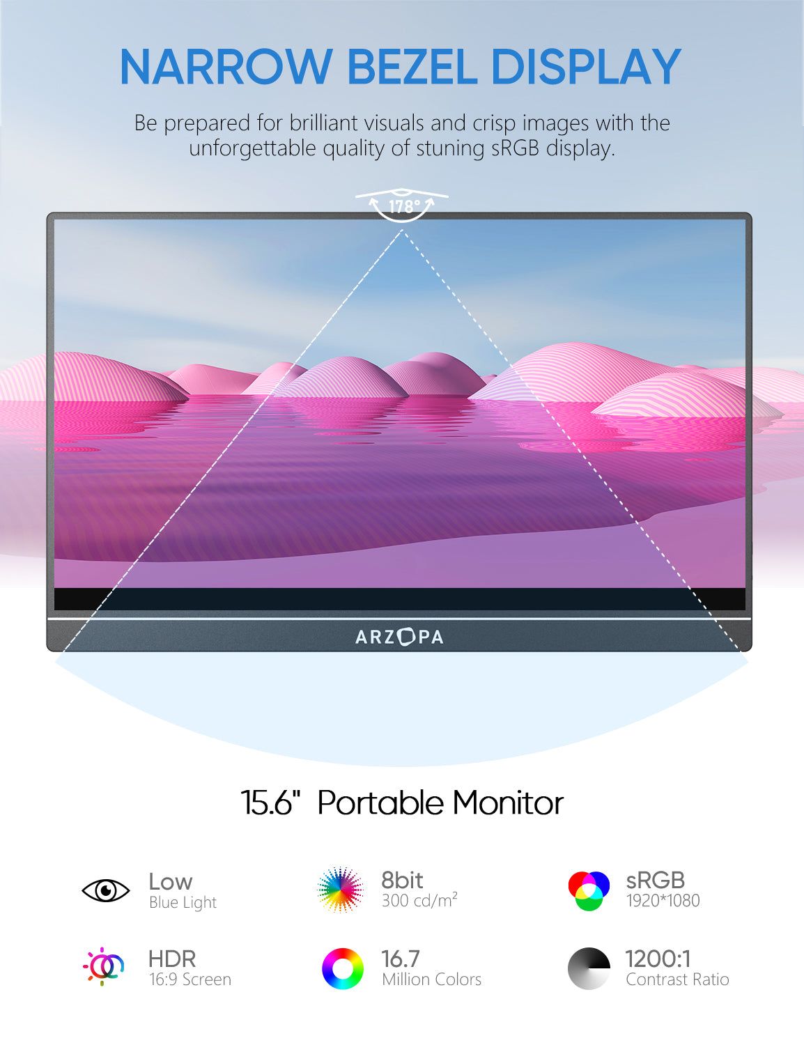 A1 T 15.6 Touchscreen Portable Monitor – FHD 1080P, USB-C, HDMI, Travel-Friendly