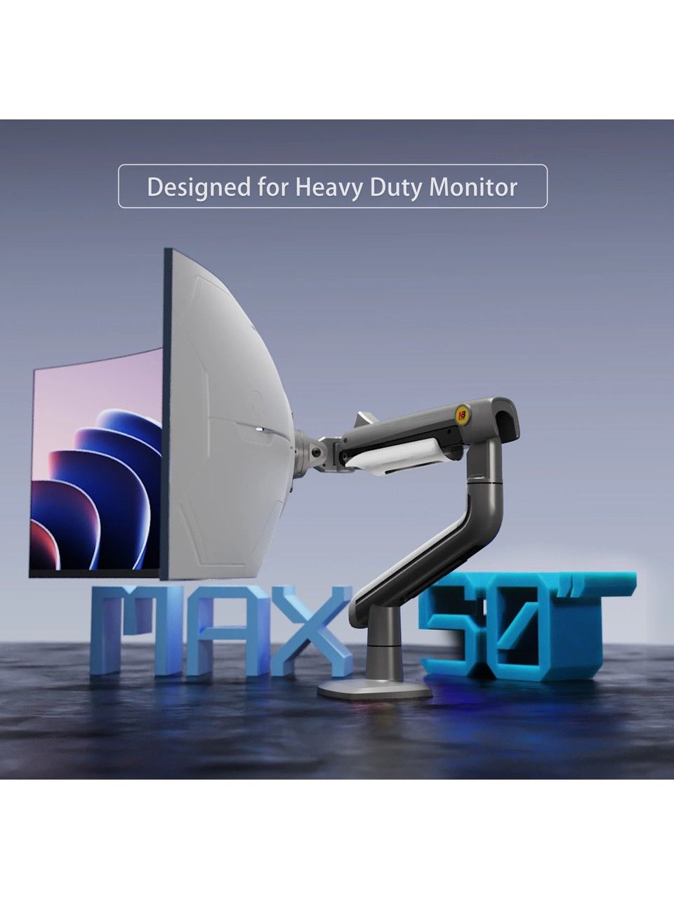 North Bayou A5 Heavy-Duty Gaming Monitor Arm – Fits 27" to 50" Flat, Curved & Ultrawide Monitors, VESA 75/100mm, Max Load 18kg