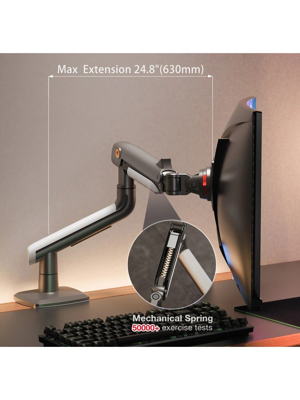 North Bayou A5 Heavy-Duty Gaming Monitor Arm – Fits 27" to 50" Flat, Curved & Ultrawide Monitors, VESA 75/100mm, Max Load 18kg