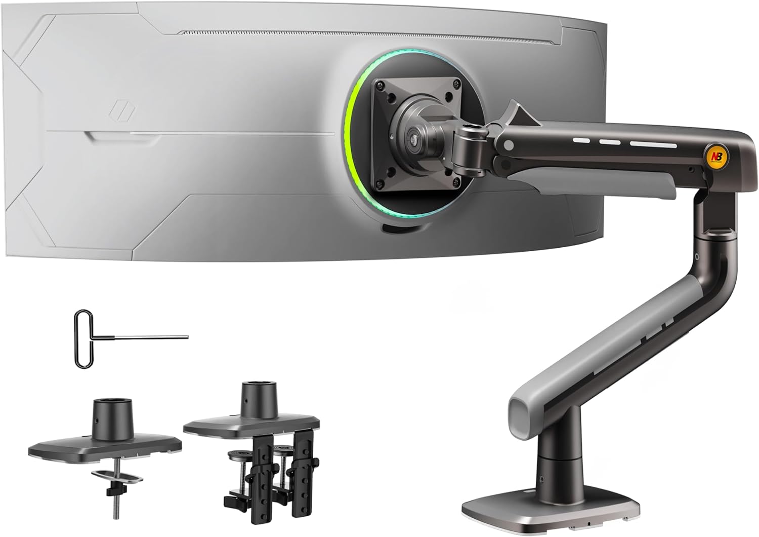 North Bayou A5 Heavy-Duty Gaming Monitor Arm – Fits 27" to 50" Flat, Curved & Ultrawide Monitors, VESA 75/100mm, Max Load 18kg